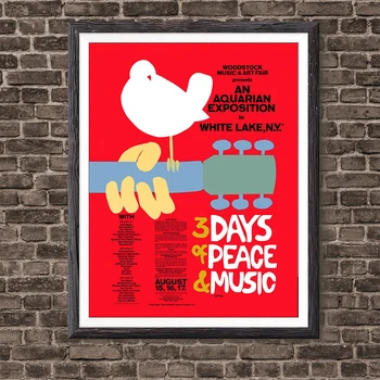 Woodstock Music Seinale Pildi Maalimine Kingitus Idee Prindib Kontserdi Plakat, Punane Seina Art Kaasaegne Lõuend Art Home Decor Elutuba