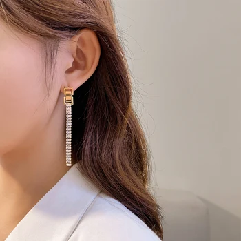 Klassikaline, Lihtne Pikk Crystal Tutt Trapetsikujulise Kõrvarõngad Naine korea Fashion Ehted Pulmapidu Tüdruku Luksus Tarvikud