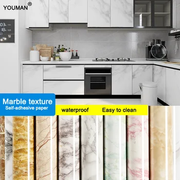 Köögi Kleebis Countertop isekleepuvad Marmor Kleebis Veekindel ja Oilproof Kapp Tabel Mööbli Kaunistamiseks PVC Kleebised