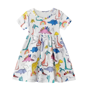 Vähe maven 2021 kleit tüdrukud Loomade Dinosaurus Laste Riided Puuvill Lapsed Lühike Õhtu Pool Kleidid Baby Pool Kleit