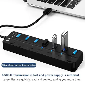 USB Hub Jagaja High-speed 7-port USB 3.0 ekstenderseade Adapter USB Power Adapter LED USB Multi-Porte, Sülearvuti, Tahvelarvuti
