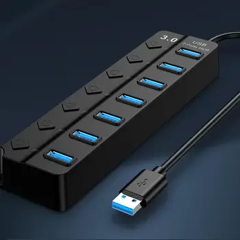 USB Hub Jagaja High-speed 7-port USB 3.0 ekstenderseade Adapter USB Power Adapter LED USB Multi-Porte, Sülearvuti, Tahvelarvuti
