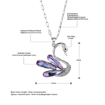 Neoglory Purple Swan Crystal Kaelakee Naiste Hõbedast Värvi Elegantne Võlu Loomade Ripats Pika Ahelaga Ehted emadepäeva Kingitus