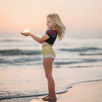 Suvel Väljamõeldud Beebi Tüdruk Printsess Rapunzel 2TK Supelrõivad Ujumistrikoo Tüdrukutele Päikeseprillid Lööve Valvurid ujumispüksid 2021 Riiete Komplekt