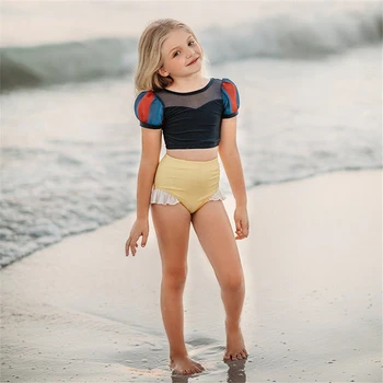 Suvel Väljamõeldud Beebi Tüdruk Printsess Rapunzel 2TK Supelrõivad Ujumistrikoo Tüdrukutele Päikeseprillid Lööve Valvurid ujumispüksid 2021 Riiete Komplekt