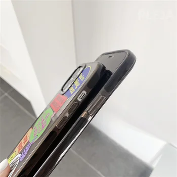 Naljakas Cartoon Kleebised Kirjadega Silt Telefon Case For iphone 12 mini 7 8 plus X-XR, XS Max SE 2020 11 Pro Max Silikoon Kate Juhtudel