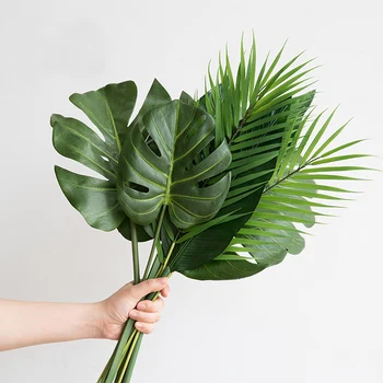 Üks Töö monstera kunstlik taimed plastikust tropical palm tree lahkub kodust aia kaunistamiseks tarvikud Fotograafia Dekoratiivsed