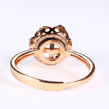 925 Sterling Hõbe Kaasamine Pulmad Naiste Sõrmus Roosa Kulla Värvi 9-10mm Pearl Ring Rant Pool Rõngas Millega Kristall