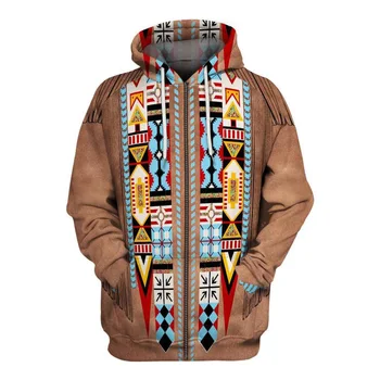 Native Hõimu Wolf 3D-Zip Hupparit Tee Meeste ja Naiste Uus Mood Kapuutsiga talve Pikk Varrukas streetwear Pullover Stiil-aj1