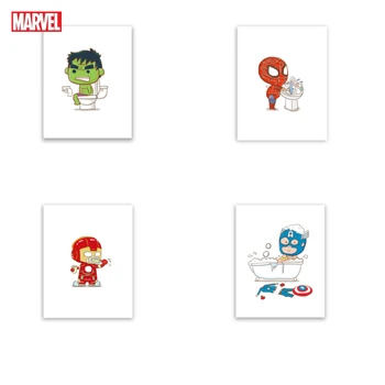 Marvel Koomiks Vannituba Plakatid ja Pildid Naljakas Harjamine Vannituba Hulk Superkangelane Lõuendile Maali Poiss Vannituba Seinamaaling Teenetemärgi