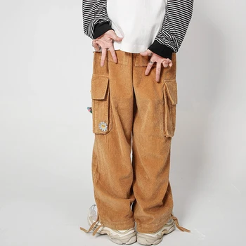 Jaapani Retro Velvetist Cargo Püksid Meeste ja Naiste Hip-Hop Karu Mänguasi Paar Kaunistused Harajuku Pingutusnöör Lai Jalg Cargo Püksid