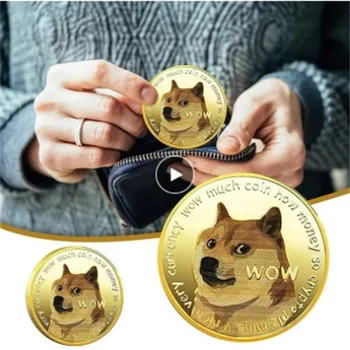 Ilus Mitte-valuuta Müntide kullatud Dogecoin Mälestusmündid Armas Koer Muster Koer Suveniiride Kogumise Kingitused, Käsitöö