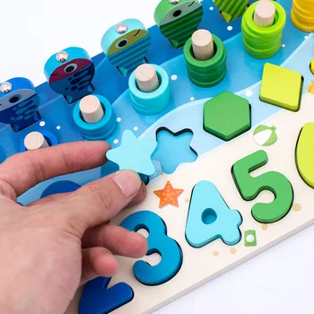 Eelkooliealiste Puidust Montessori Mänguasjad Arv Geomeetriline Kuju Tunnetus Mängu Baby Varajase Hariduse Õppevahendid Matemaatika Mänguasjad Lastele