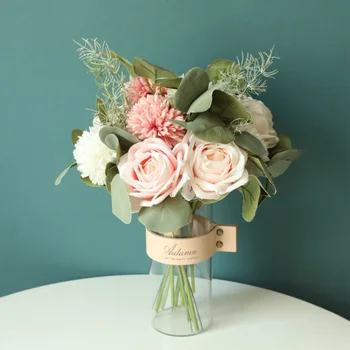 1 Komplekt-Silk Roosi Kimp Kodu Kaunistamiseks Tarvikud Pulmapidu Scrapbooking Võltsitud Taimed Odavad Kunstlikud Lilled Roosid