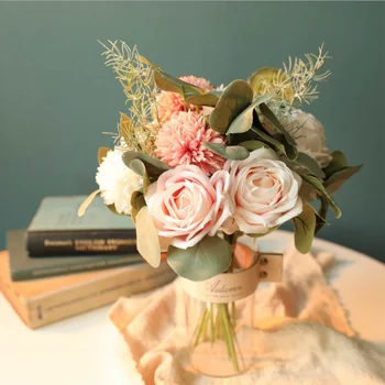 1 Komplekt-Silk Roosi Kimp Kodu Kaunistamiseks Tarvikud Pulmapidu Scrapbooking Võltsitud Taimed Odavad Kunstlikud Lilled Roosid