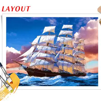 AZQSD Värvimine Poolt Numbrid Laeva Pildid Õli Värvimine Poolt Numbrid Maastik Arcylic õlimaal Käsi Paint Kit Lõuend Home Decor