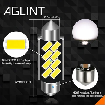 AGLINT C5W LED Pirn 39mm Festoon CANBUS No Error 6418 6411 DE3425 Interjööri Tuled Viisakalt Dome Kaardi Number Plate Light 12V