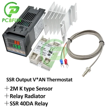 Digitaalne PID temperatuuriregulaator REX-C100 REX C100 Termostaat NSV Väljund+40DA SSR Releed+K Termopaar Probe RKC Andur 1300C