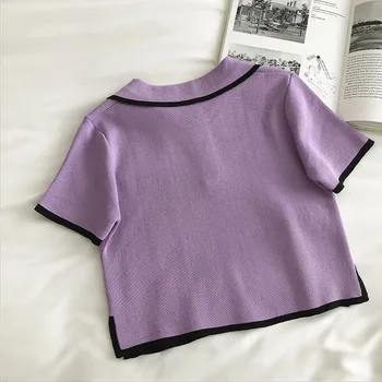 Silmkoelised T-särgid Naistele Keera Krae Segast Suvel Crop Top Ulzzang Ülerõivad Vabaaja Hubane Camisetas Mujer Stiilne Uus Tee