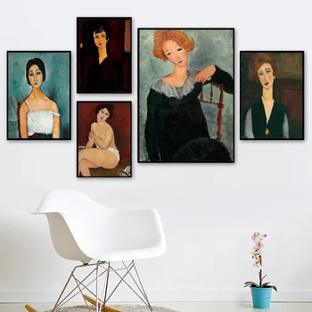 Klassikalise Kuulsamaid Teoseid Amedeo Modigliani Lõuend Kunsti Maalid Vintage Naiste Plakat ja Print Seina Art Pilt Kodu Kaunistamiseks