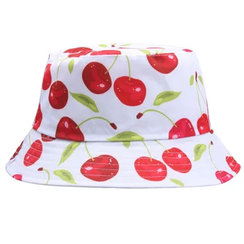 Cherry Trükitud Kopp Mütsid Naistele Ja Meestele Suvel, Kevadel Armas Päike Tüdrukud Panama Mütsid Kalapüügi Must Valge Puuvillane Kalamehe Müts