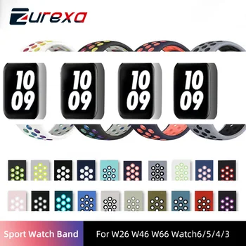 Zurexa Sport Silione WatchBand Vaadata 6 5 4 SE 38mm 40mm 42mm 44mm Veekindel Käevõru W26 W46 W66 HW12 T500 Kella Rihm