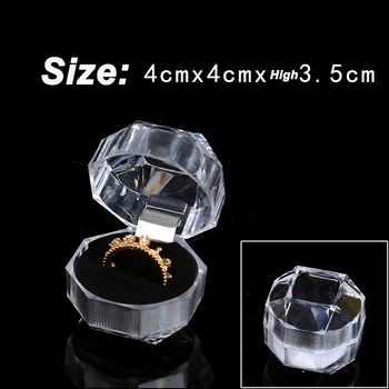 Läbipaistev Teemant Pulm Kihlasormus Kasti Octagon Konteiner Ettepaneku Abielu Sõrmused Ekraan Kandekott Ladustamine