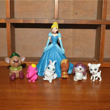 1Set/7TK 2-8CM Disney Tuhkatriinu, Printsess Liivane ja laste loomade seada nukk mudel laste kingitus