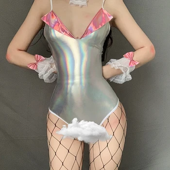 Armas Anime Bunny Tüdruk Cosplay Kostüüm Halloween Naiste PU Nahk Seksikas Kombekas Erootiline Naistepesu Cheerleading Ühtne Tease HC05