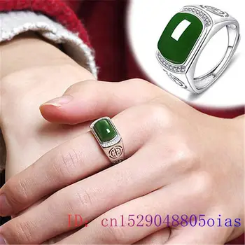 Roheline Jade Ringi Kingitused Mood Meeste Võlu Gemstone Crystal Naiste Ehted Tsirkoon 925 Hõbe Amulett Chalcedony Looduslik