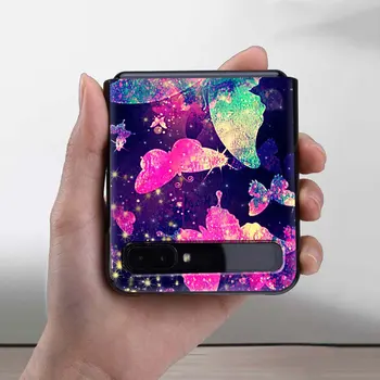 Telefon Case for Samsung Galaxy Z Klapp 5G Musta Raske Fold Anti Kuulu Capas Matt Juhtudel Mobiil Hõlmab Armas Värviline Liblikas