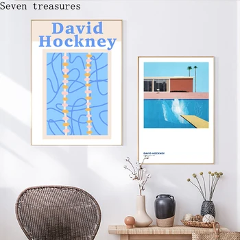 David Hockney Art Prints Näitus Vintage Canvas Poster Abstraktse Kunsti elutuba Seina Art Decor Maali Seina Pildid