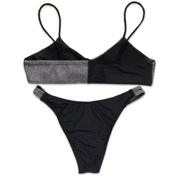 2021 Suvel Naiste Bikiinid Komplekti Thong Kaks Tükis Ujumisriided Seksikas Push Up Brasiilia Mini Bikini, Must, Valge Liivarand Ujumine Ülikond