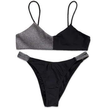 2021 Suvel Naiste Bikiinid Komplekti Thong Kaks Tükis Ujumisriided Seksikas Push Up Brasiilia Mini Bikini, Must, Valge Liivarand Ujumine Ülikond
