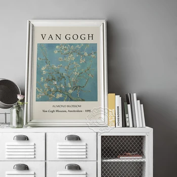 Vincent Van Gogh Muuseumi Näitus Plakat, Almond Blossom Tree Lõuend Art Prints Maali, Vintage Õie Taime Lõuendile Maali