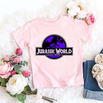 Kawaii tüdrukute t-särk naljakas Jurassic dinosaurus graafiline print kids t-särk suvel Harajuku tüdrukute riided lühikesed varrukad Hip-hop tops