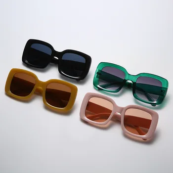 Uus Ülepaisutatud Square Päikeseprillid Vintage Disainer Naiste Mood päikeseprillid Roheline Roosa Tooni UV400 Luksus Brändi Naine Oculos