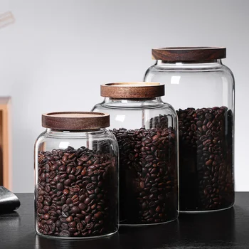 Suletud Purk Kaanega Varustatud Hermeetilised Puidust Kaas Coffee Bean Ladustamise Jara Korraldaja Köök Suure Mahutavusega Konteinerid