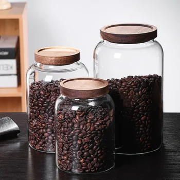 Suletud Purk Kaanega Varustatud Hermeetilised Puidust Kaas Coffee Bean Ladustamise Jara Korraldaja Köök Suure Mahutavusega Konteinerid