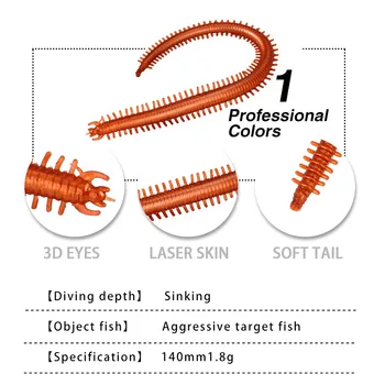 10tk Tõetruu Meelitada Centipede Pehme Sööt 1.8 g 14cm Simulatsiooni Mere Siidiussi Vihmausside Sööt Magevee ja Merevee Püügivahendite Meelitada