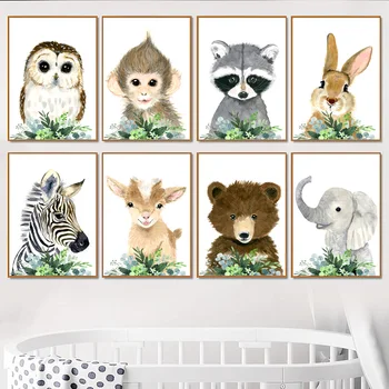 Baby Tiger Elevant, Kaelkirjak Pesukaru tall Lõvi Jänku Plakatid Ja Pildid Seina Art Lõuend Maali Seina Pilte Kids Room Decor
