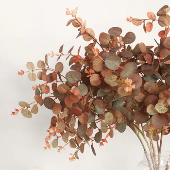 Sügisel stiilis eukalüpti lehed sise-simulatsioon silk taimed võltsitud lilled branch pottidesse kodus isiku tabel vaas lille hammas decor