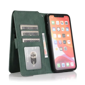 Multifunktsionaalne Lukuga Rahakott Flip Case For iPhone 12 11 Pro Max X-XR, XS 6 6s 7 8 Plus Juhul Nahast Krediitkaardi Omaniku Telefoni Kotid