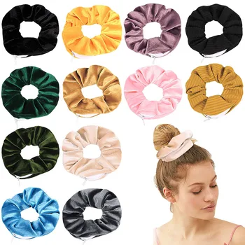 Uue Värviga Uudsus 2021 Kujunduse Tõmblukk Scrunchies Naiste Velvet Creative Hairbands Kvaliteedi Tasku Scrunches Zip