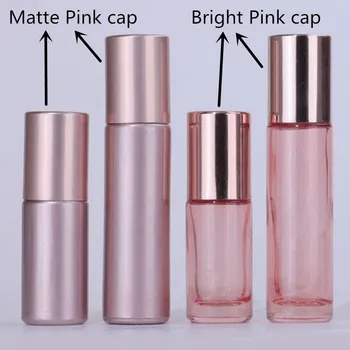100TK 5ML, 10ML Paks Selge, Rose Gold Pink Klaas eeterlik Õli Rulli Sisse Pudeli Metallist Rull-Palli Parfüümi Aroomiteraapia