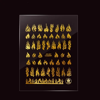 1 Leht Leek Küünte Kleebiste Liim Liugur Holograafiline Tulekahju Disain Kleebised Musta Valge Kuld DIY Nail Art Kaunistused Maniküür