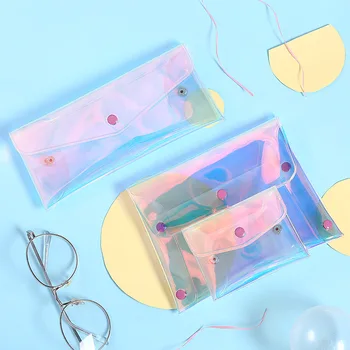 PVC Huulepulk Kosmeetika Kott Holograafiline penaali Armas Glitter Pliiats Laser Pen Case koolikotid Tüdrukute korea Kirjatarvete