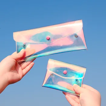 PVC Huulepulk Kosmeetika Kott Holograafiline penaali Armas Glitter Pliiats Laser Pen Case koolikotid Tüdrukute korea Kirjatarvete