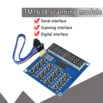 TM1638 Digitaalne LED-Displei, 8-Bitise Digitaalse Toru Juhatuse 3-Juhtmeline 16 Võtmed 8 Bitti Klaviatuuri Skaneerimise Ja VÕTI LED-Mooduli Jaoks Arduino