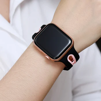 Silikoonist rihm Apple Watch band 44mm 40mm iWatch bänd 38mm 42mm Hingav watchband käevõru apple watch seeria 5 4 3 se 6